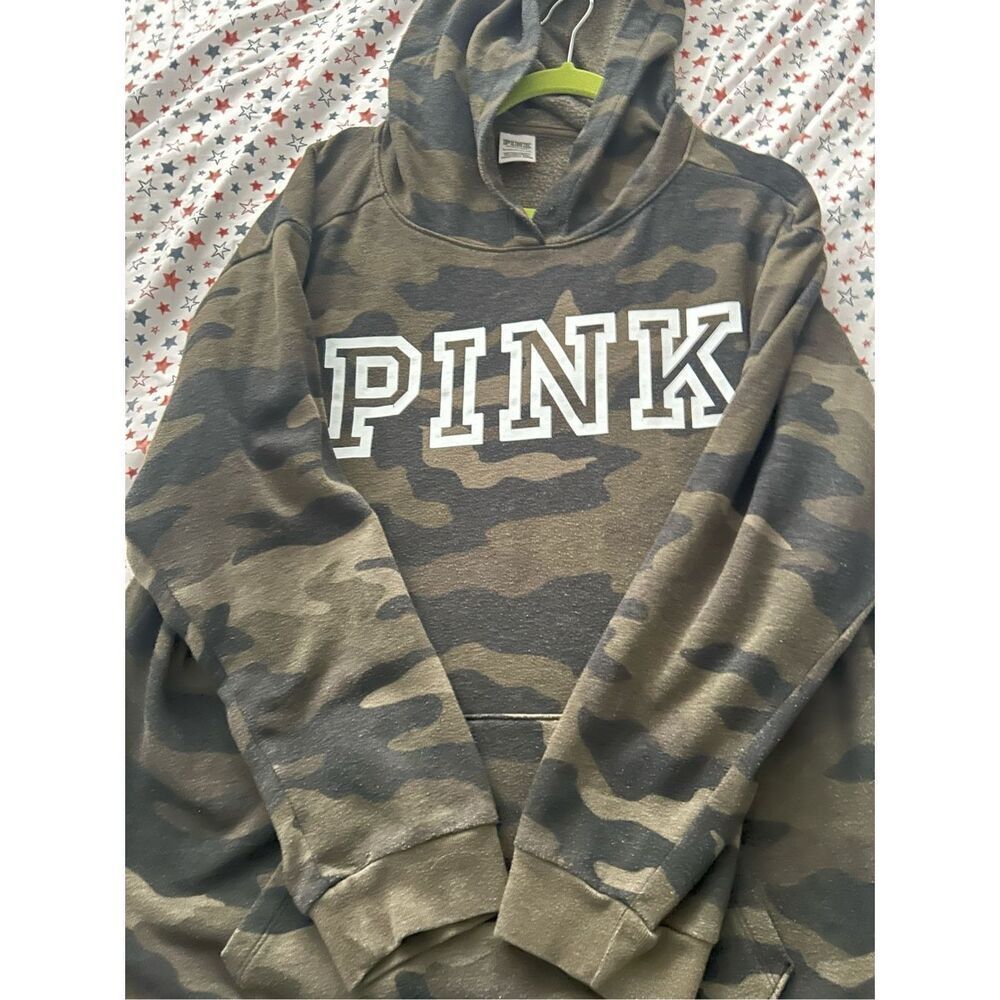 Victoria's Secret Pink Everyday Lounge Campus Pullover Hoodie Camo